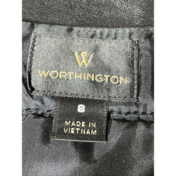 Faux Leather Pencil Skirt 8 Black Silver Studded Worthington Goth Mob Wife Biker - Picture 5 of 7